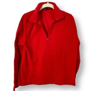 Lands' End half zip popover fleece L red ladies Polartec
